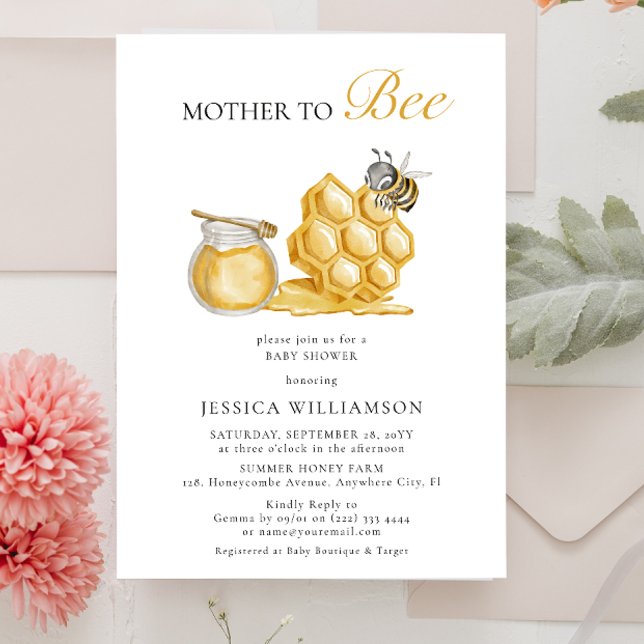 Mother to bee gender neutral minimal baby shower  invitation (Creator Uploaded)
