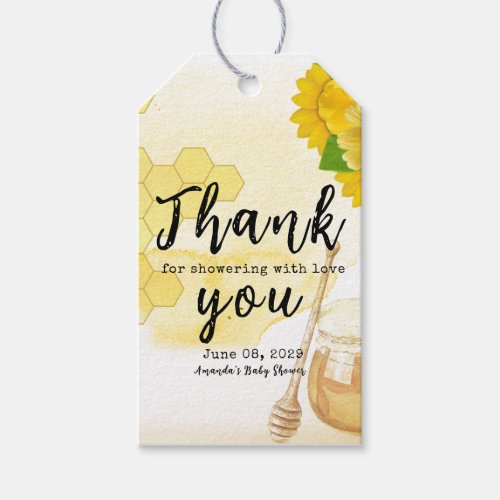 Mother to Bee Honey Yellow Flowers Baby Shower Gift Tags