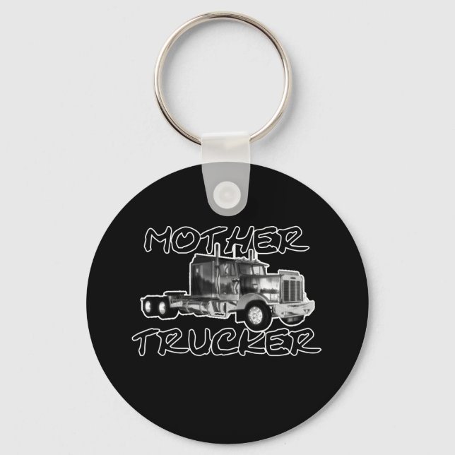 MOTHER TRUCKER - BLACK & WHITE KEYCHAIN (Front)