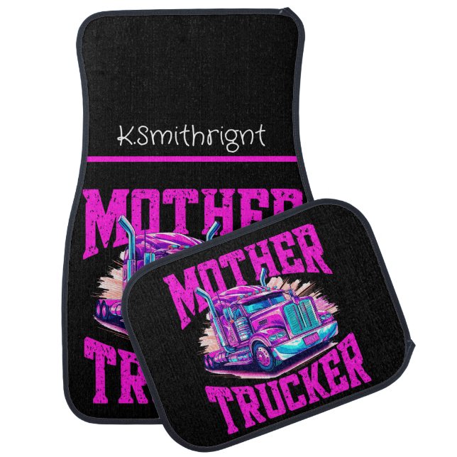 Mother Trucker: Purple Pink Attitude Car Floor Mat (Set)