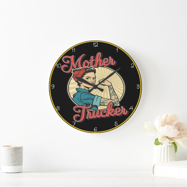 Mother Trucker: Rosie The Riveter Large Clock (Home)