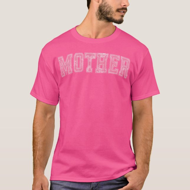 Mother Varsity Weathered Letters Pink T-Shirt (Front)