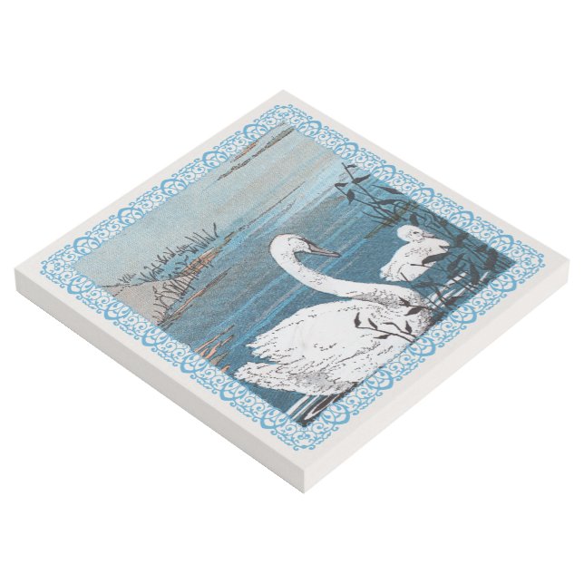 Mother White Swan Swimming With Baby Blue Lake Gallery Wrap (3/4)