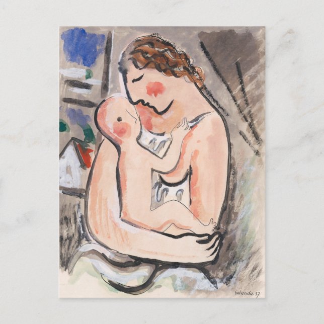 "Mother with a Child" by Galanda Postcard (Front)