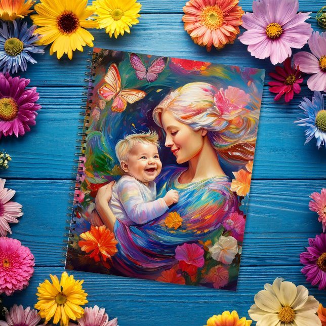 Mother with Baby Boy Colorful Painting Notebook (Creator Uploaded)