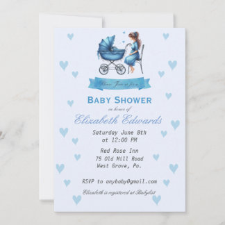 Mother with Baby Carriage Baby Shower Invitation
