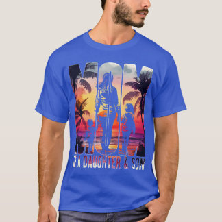 Mother with daughter son Mothers Day beach mom vin T-Shirt