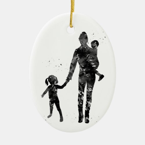 Mother with her children ceramic ornament