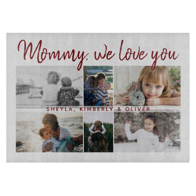 Mother with Kids and Family Mom 6 Photo Collage Cutting Board (Front)