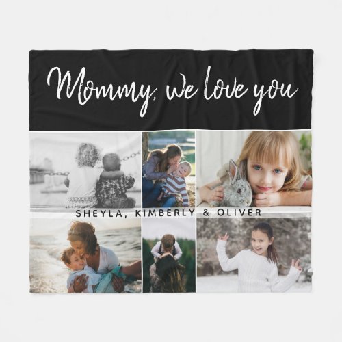 Mother with Kids and Family Mom 6 Photo Collage  Fleece Blanket