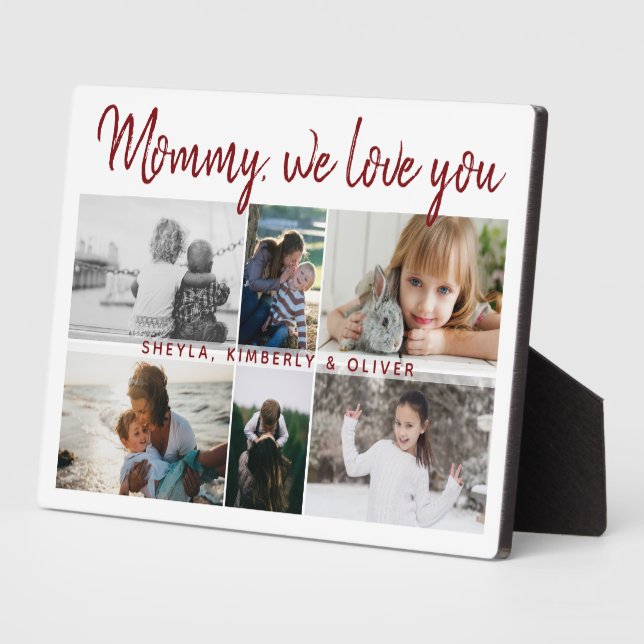 Mother with Kids and Family Mom 6 Photo Collage Plaque (Side)
