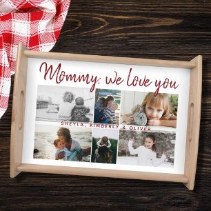 Mother with Kids and Family Mom 6 Photo Collage Serving Tray