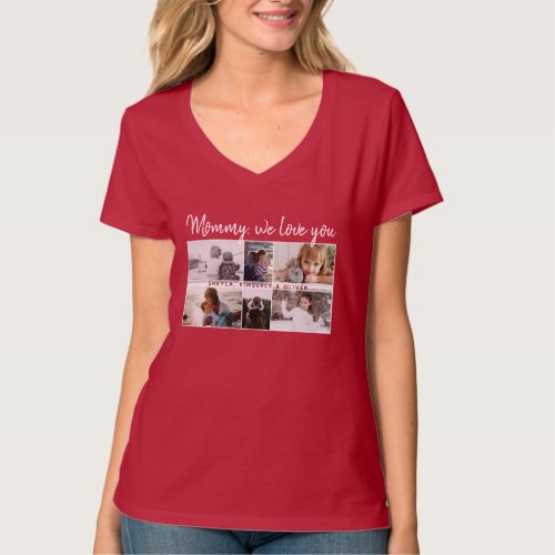 Mother with Kids and Family Mom 6 Photo Collage T_Shirt