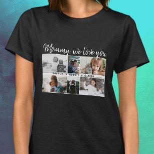 Mother with Kids and Family Mom 6 Photo Collage  T-Shirt