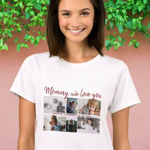 Mother with Kids and Family Mom 6 Photo Collage T-Shirt