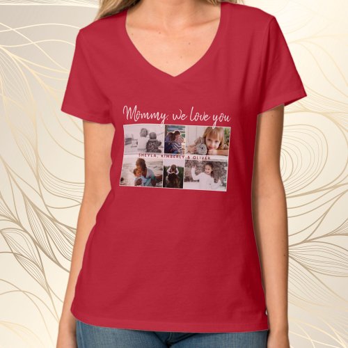Mother with Kids and Family Mom 6 Photo Collage T_Shirt
