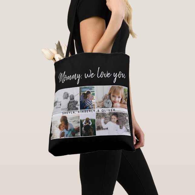 Mother with Kids and Family Mom 6 Photo Collage Tote Bag (Close Up)