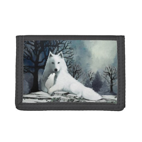 Mother Wolf and Pup Trifold Wallet