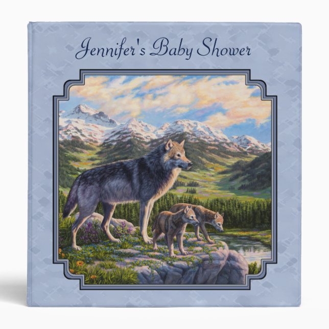 Mother Wolf & Pups Mountain River Valley Binder (Front)