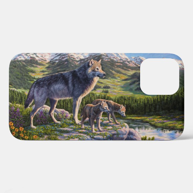 Mother Wolf & Pups Mountain River Valley Case-Mate iPhone Case (Back (Horizontal))