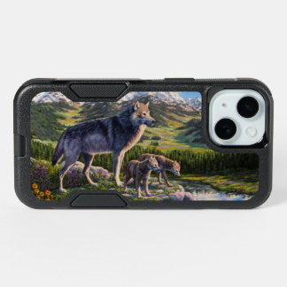 Mother Wolf & Pups Mountain River Valley iPhone 15 Case