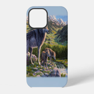 Mother Wolf & Pups Mountain River Valley iPhone 12 Case