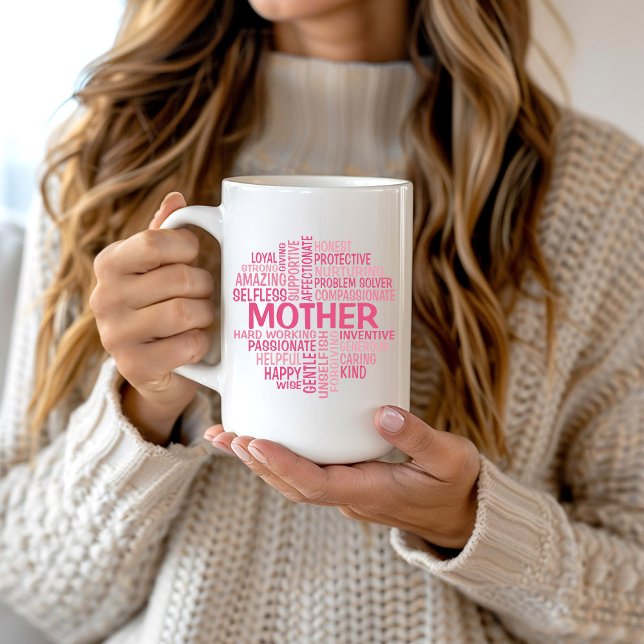 Mother Word Cloud Coffee Mug in shades of pink (Creator Uploaded)