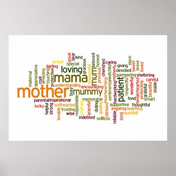 Mother Word Cloud Poster by JulDesign at Zazzle