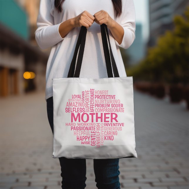 Mother Word Cloud Tote Bag in shades of pink (Creator Uploaded)