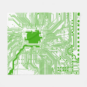 motherboard computer circuit fleece throw-green 2