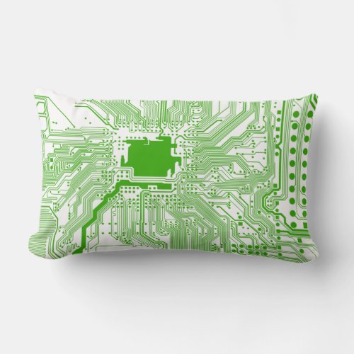 motherboard computer circuit square pillow_green 1 lumbar pillow