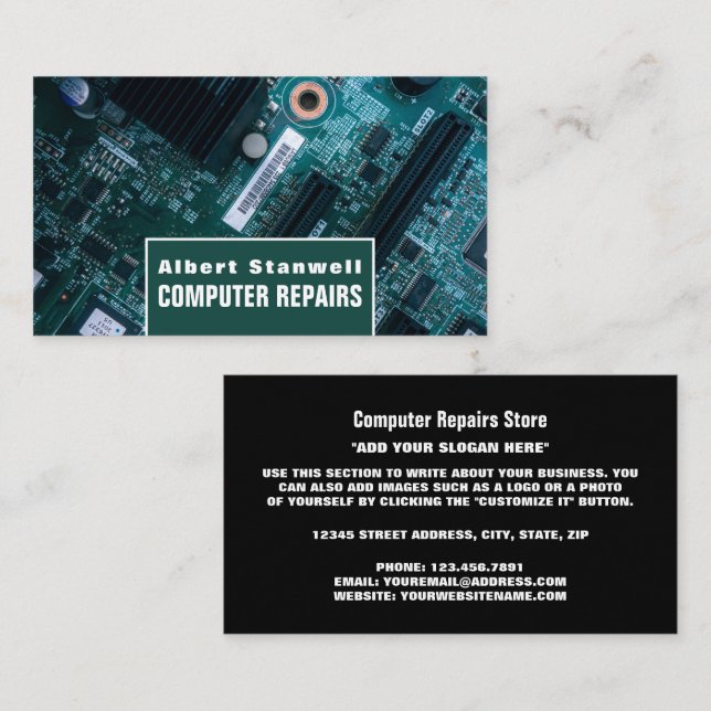 Motherboard, Information Technology, Computer Business Card (Front/Back)