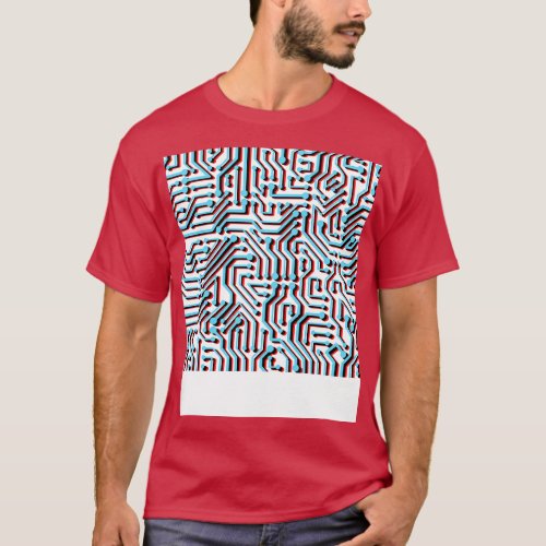 Motherboard pattern in blue and red T_Shirt