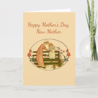 Mother'Day New Mother, Kate Greenaway Vintage Holiday Card