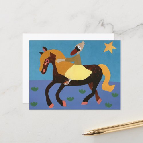 MotherDuck Rides Magic Horse Best Friends Forever Postcard