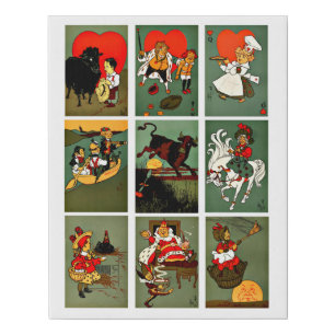 Mothergoose Nursery Rhymes Fairytale art Faux Canvas Print