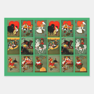 Mothergoose Nursery Rhymes Fairytale Art Wrapping Paper Sheets