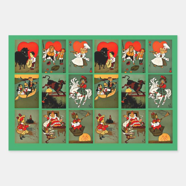 Mothergoose Nursery Rhymes Fairytale Art Wrapping Paper Sheets (Front 2)