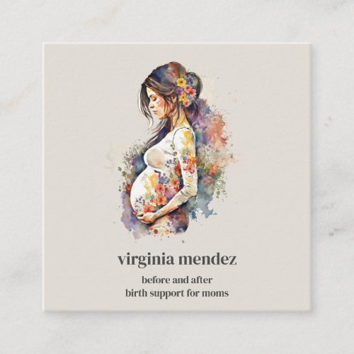 Motherhood Bloom Doula Midwife Lactation Pregnancy Square Business Card