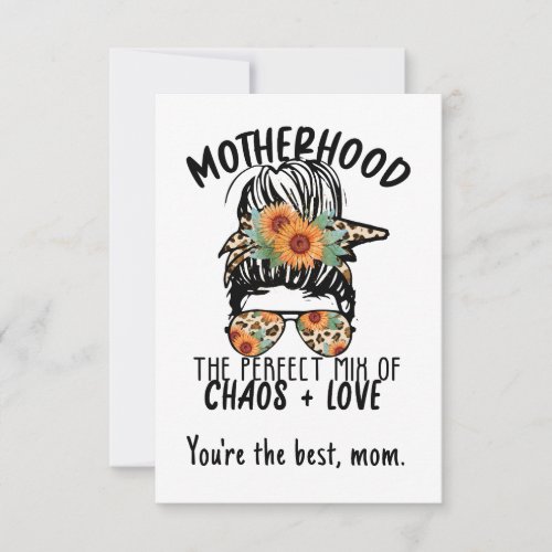 Motherhood Chaos and Love Thank You Card