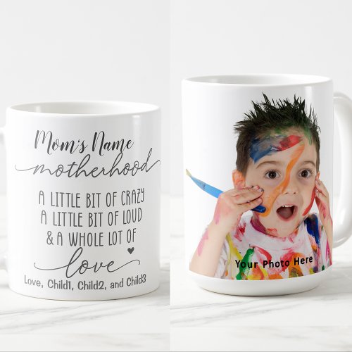 Motherhood Crazy Loud Love Customizable Photo Coffee Mug