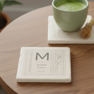 Motherhood Grounded in Grace Botanical Mom Stone Coaster