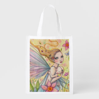Motherhood Mother and Baby Fairy Illustration Grocery Bag