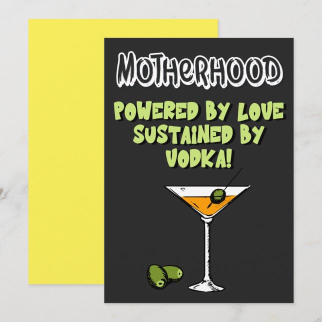 Motherhood Powered by Love Sustained by Vodka!  Holiday Card (Front/Back)
