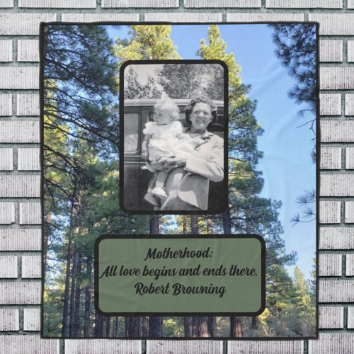 Motherhood Quote  Photo Mother and Child  Forest Fleece Blanket