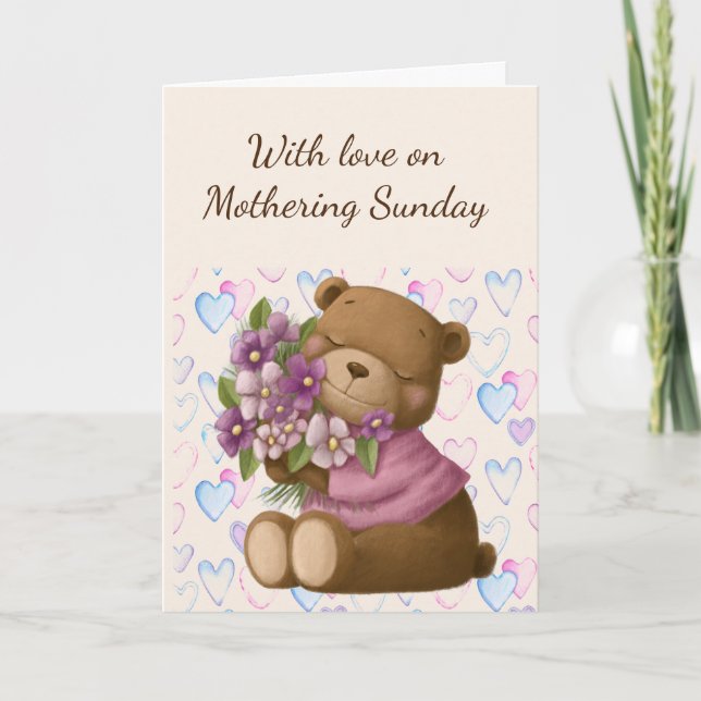 Mothering Sunday Love Appreciate Bear Flowers Card (Front)