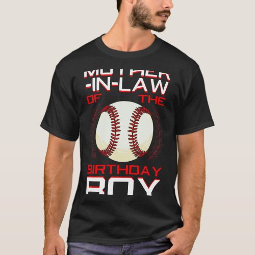 MotherInLaw Of The Birthday Boy Baseball Theme Fam T_Shirt