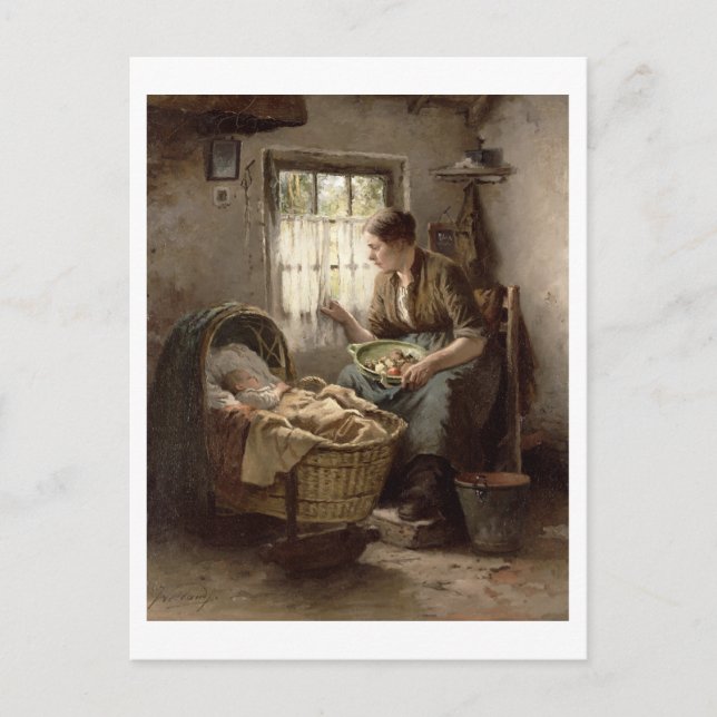 Motherly Affection (oil on canvas) Postcard (Front)