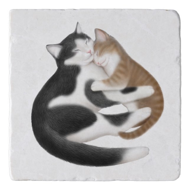Motherly Love Cats Marble Trivet (Front)