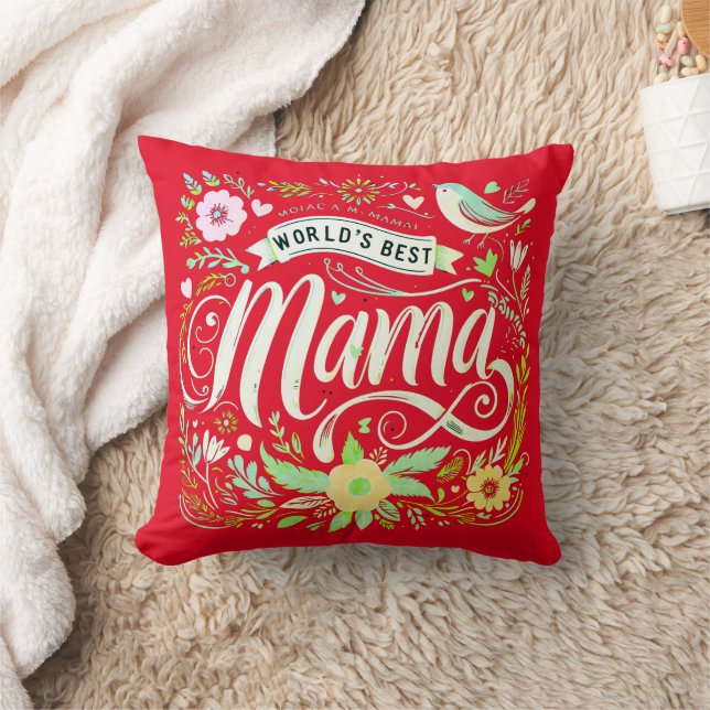 Motherly Love Celebrated: "World's Best Mom" Art Throw Pillow (Blanket)